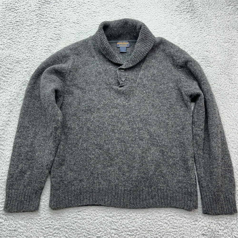 Woolrich Shawl Collar‎ Sweater Mens Medium Gray 100% Wool Vintage Made in Japan
